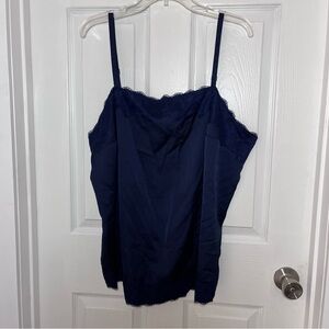 Roaman's Plus Navy Blue Lace Cami Top